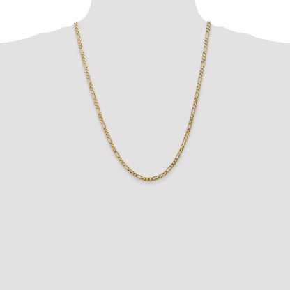 10K Yellow Gold 10K 4mm Flat Figaro Chain
