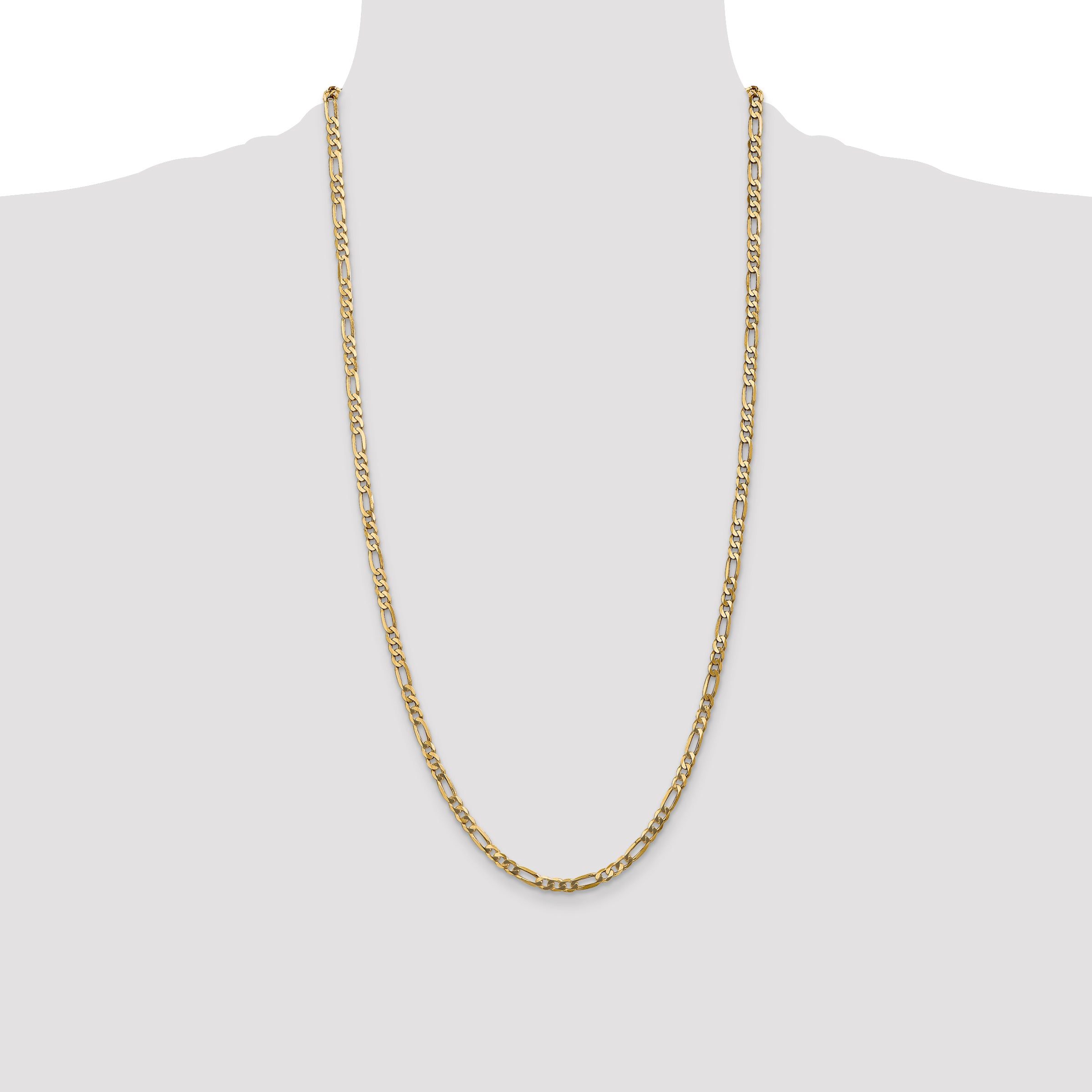 10K Yellow Gold 10K 4mm Flat Figaro Chain