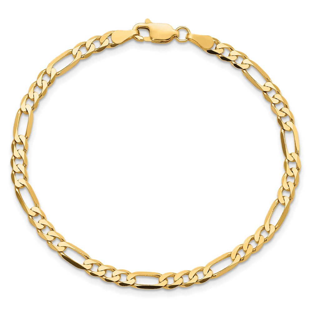 10K Yellow Gold 4mm Flat Figaro Chain Bracelet