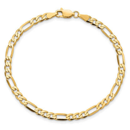 10K Yellow Gold 4mm Flat Figaro Chain Bracelet