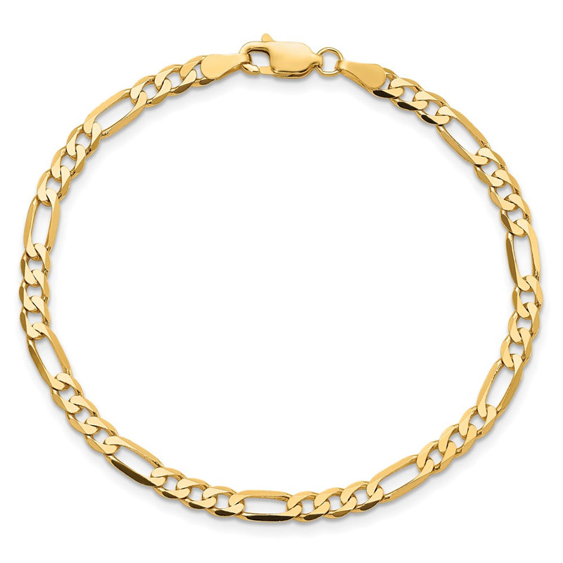 10K Yellow Gold 4mm Flat Figaro Chain Bracelet