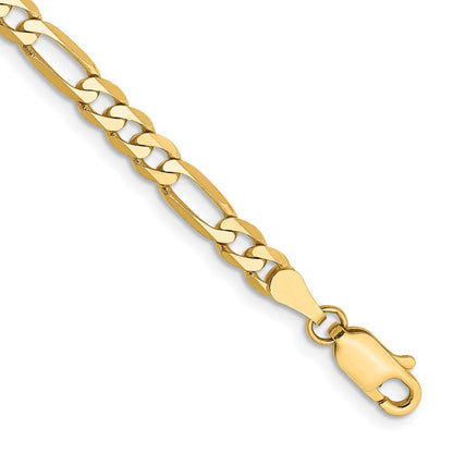 10K Yellow Gold 4mm Flat Figaro Chain Bracelet