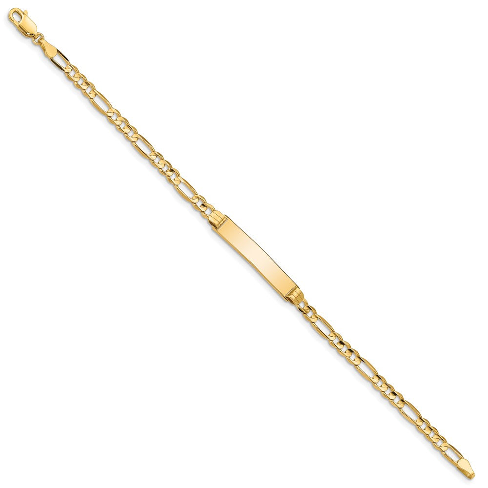 10k Yellow Gold Figaro Link ID Chain Bracelet