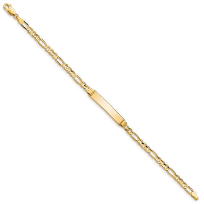 10k Yellow Gold Figaro Link ID Chain Bracelet