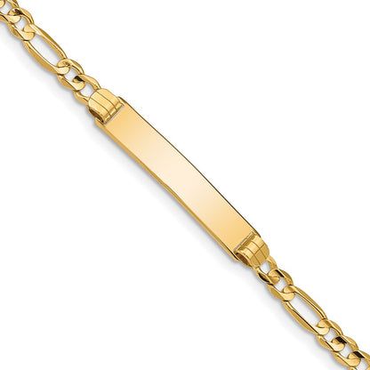 10k Yellow Gold Figaro Link ID Chain Bracelet