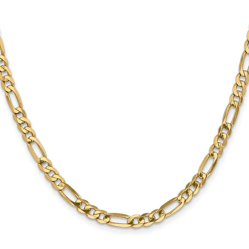 10K Yellow Gold 4.75mm Flat Figaro Chain Necklace