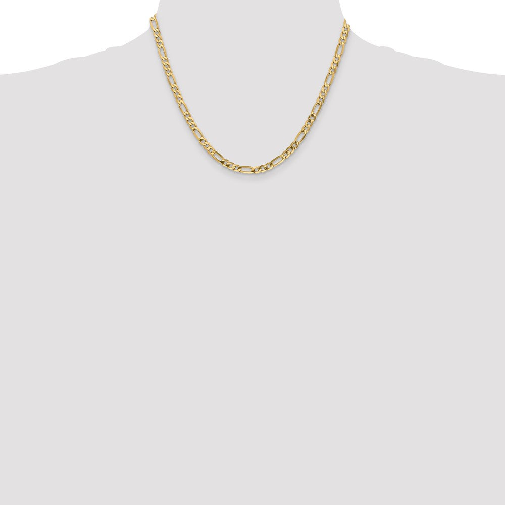 10K Yellow Gold 4.75mm Flat Figaro Chain Necklace