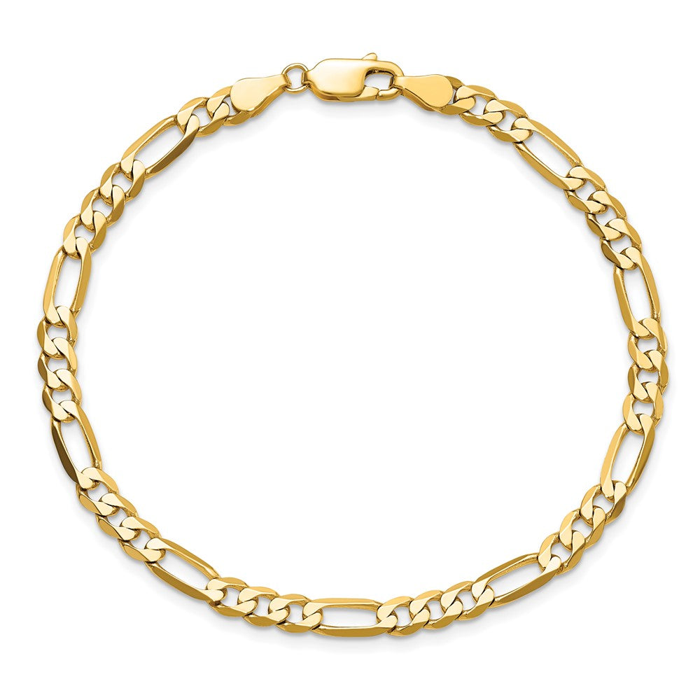 10K Yellow Gold 4.75mm Flat Figaro Chain Bracelet