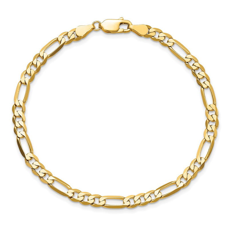 10K Yellow Gold 4.75mm Flat Figaro Chain Bracelet