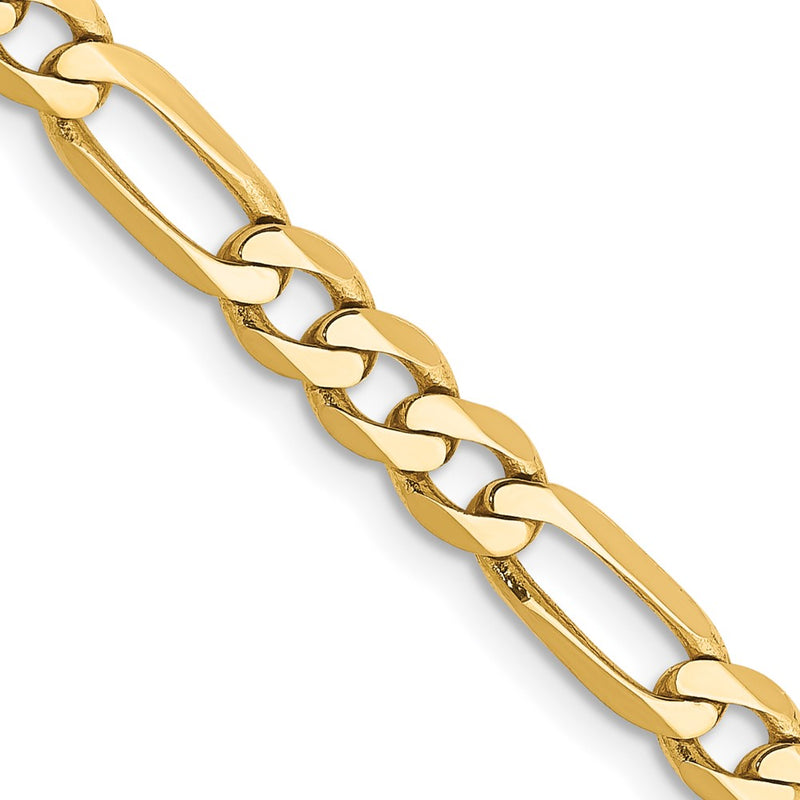 10K Yellow Gold 4.75mm Flat Figaro Chain Necklace