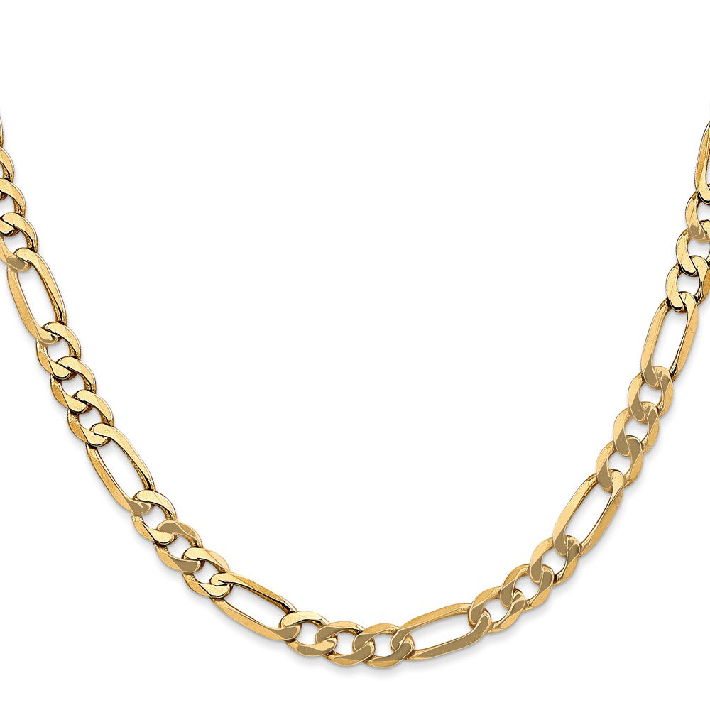 26 Inch 10K Yellow Gold 10K 5.25mm Flat Figaro Chain Necklace