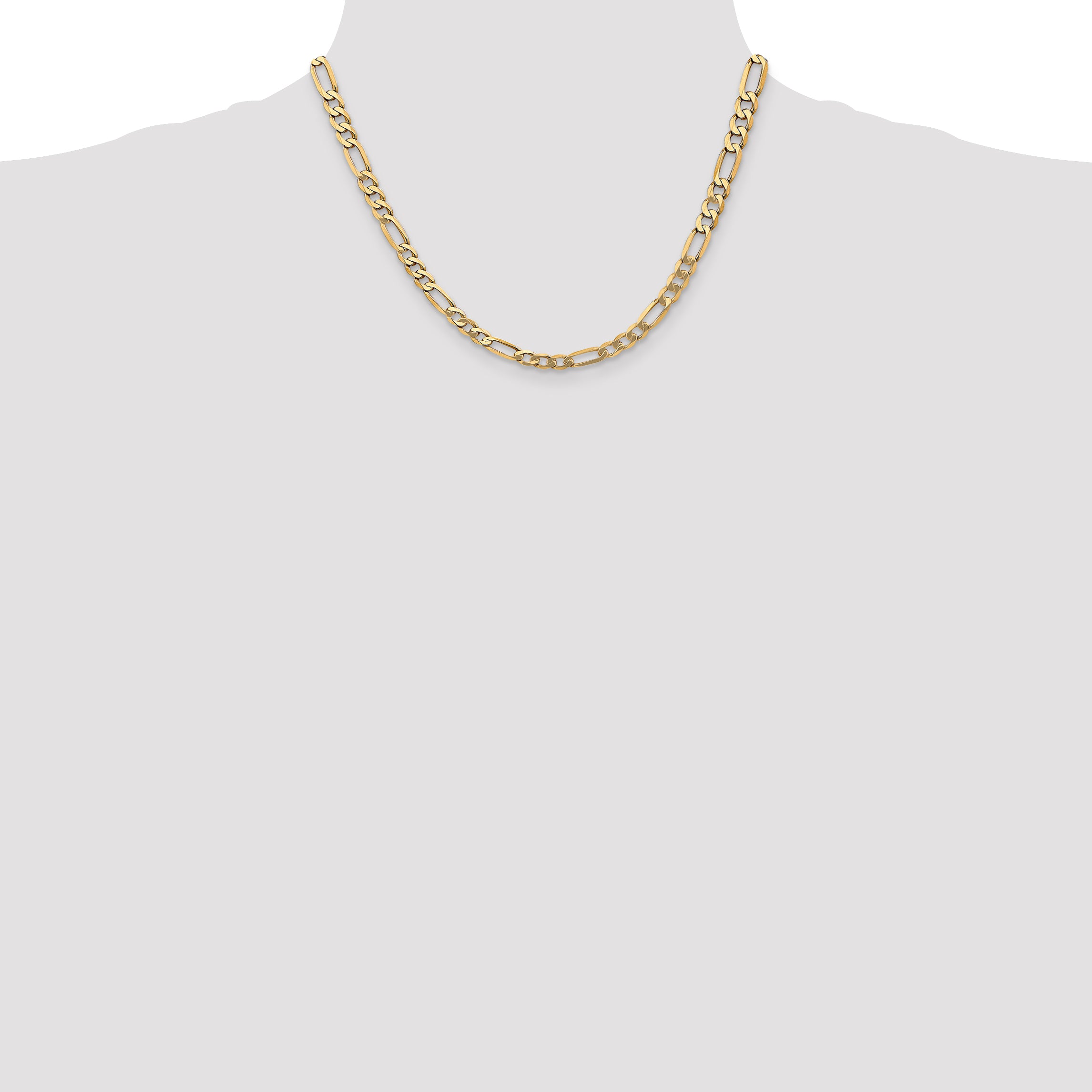 10K Yellow Gold 10K 5.25mm Flat Figaro Chain