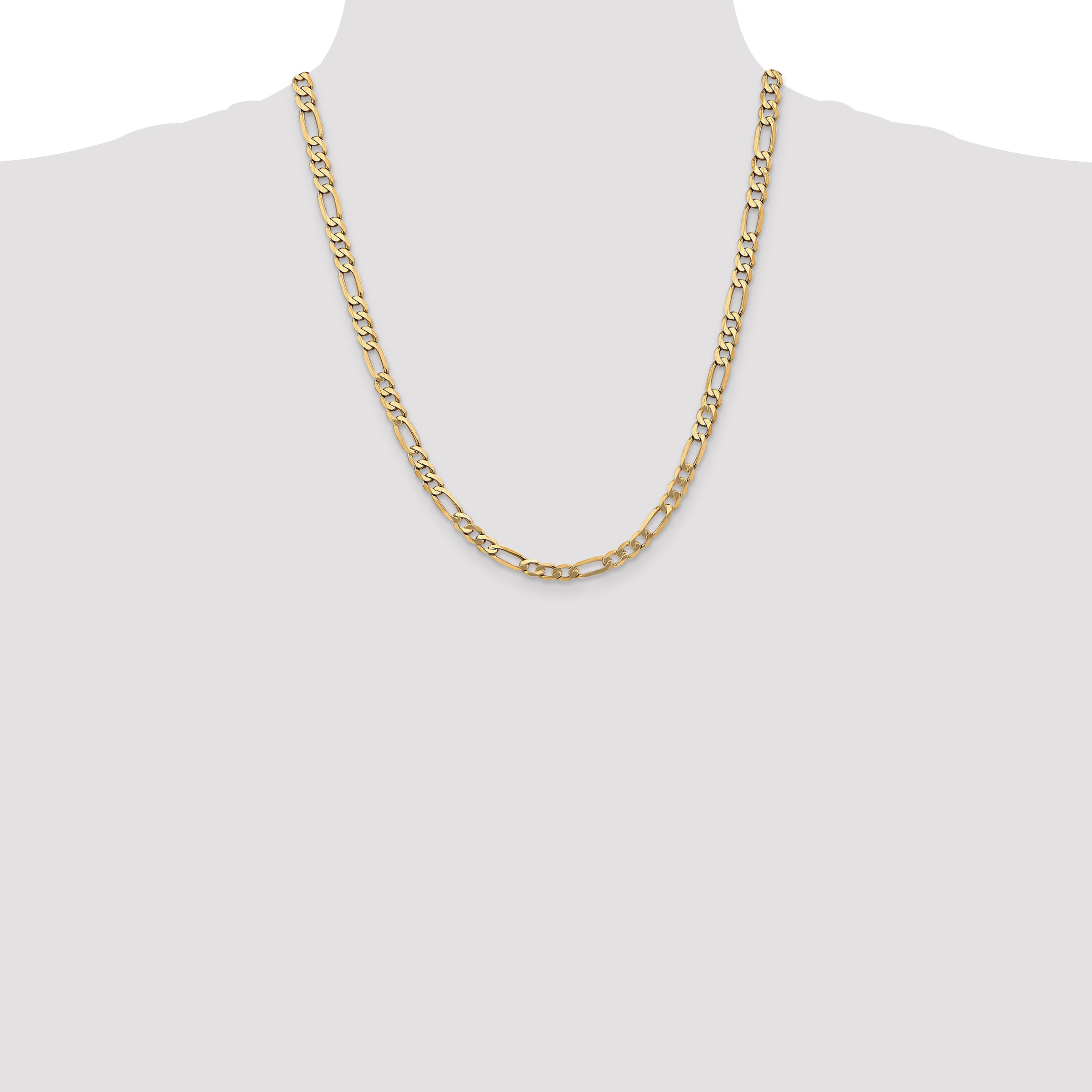 10K Yellow Gold 10K 5.25mm Flat Figaro Chain
