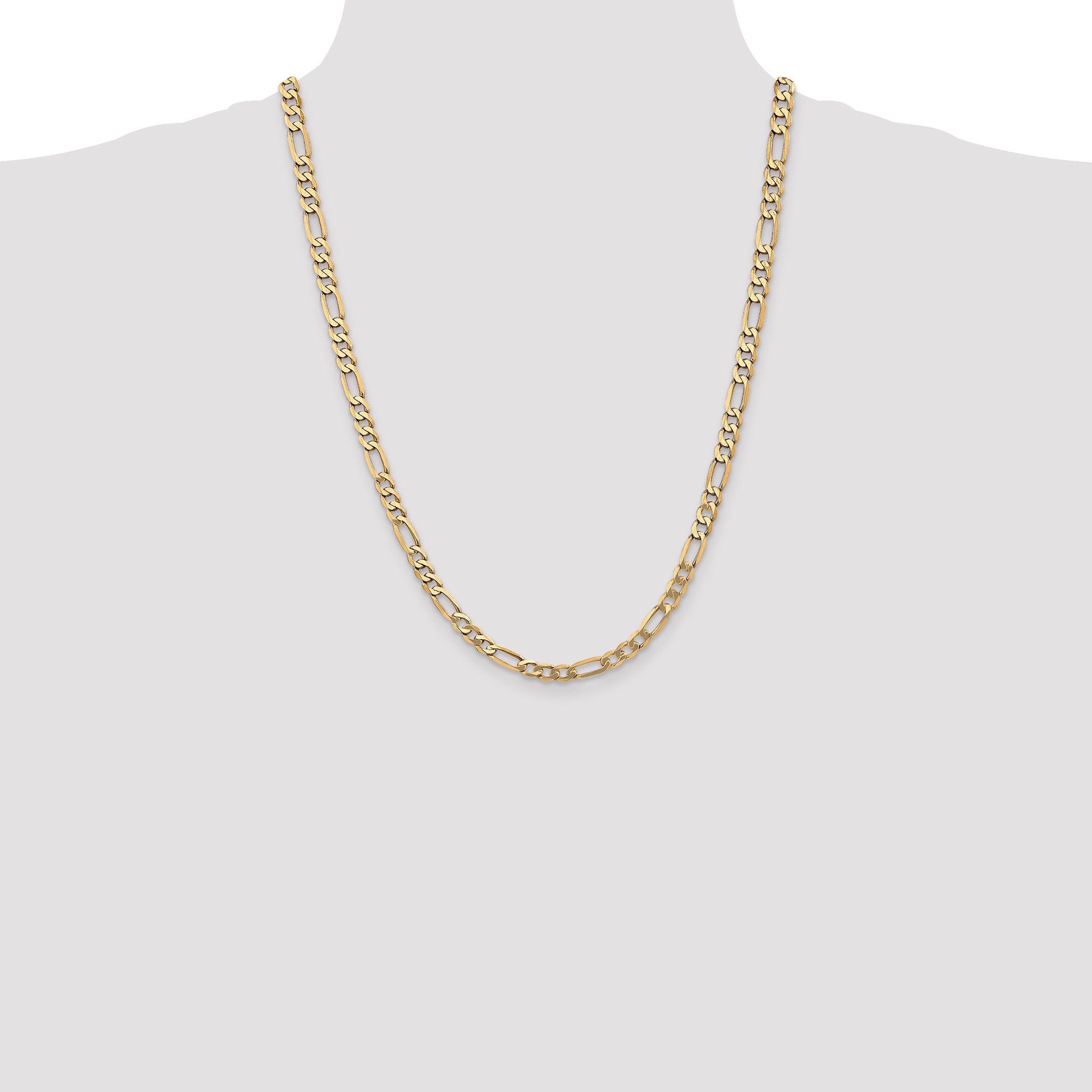 10K Yellow Gold 10K 5.25mm Flat Figaro Chain