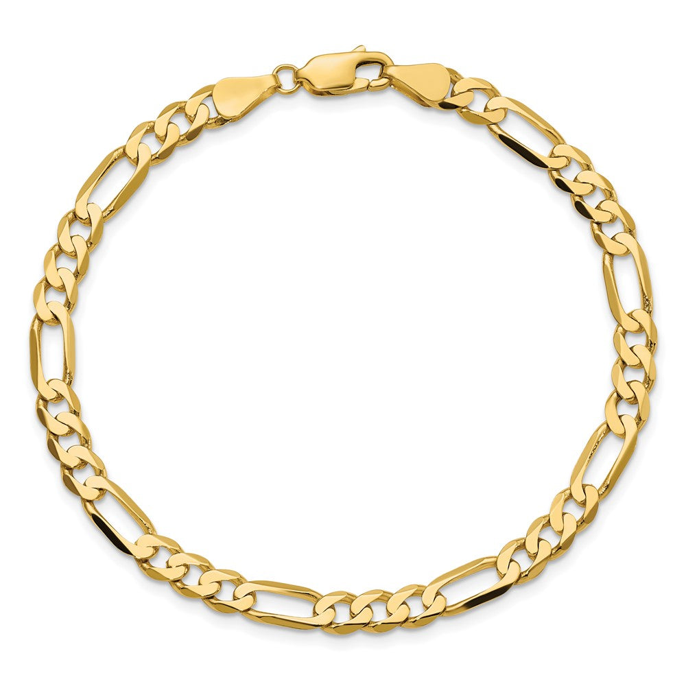 9 Inch 10K Yellow Gold 10K 5.25mm Flat Figaro Chain Anklet