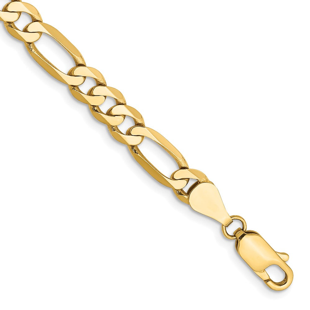 10K Yellow Gold 5.25mm Flat Figaro Chain Bracelet