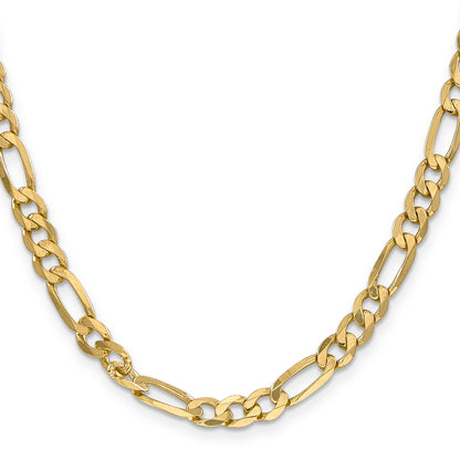 10K Yellow Gold 10K 6.25mm Flat Figaro Chain