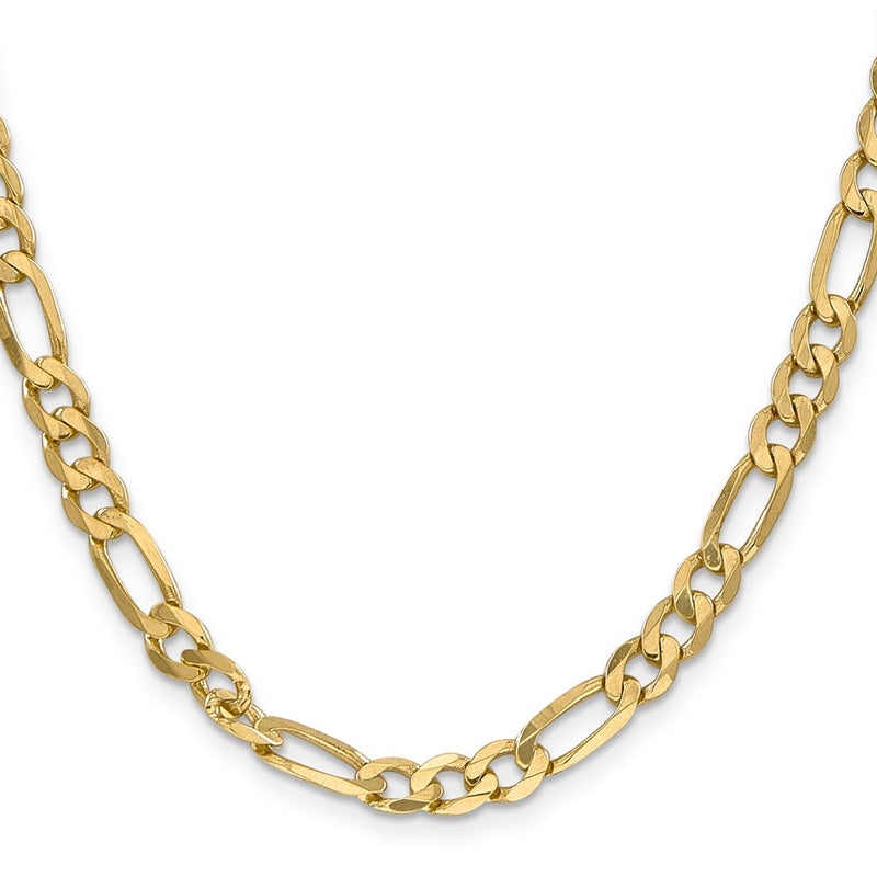 10K Yellow Gold 6.25mm Flat Figaro Chain Necklace