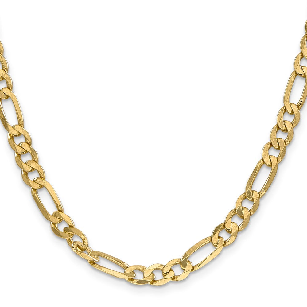 26 Inch 10K Yellow Gold 10K 6.25mm Flat Figaro Chain Necklace