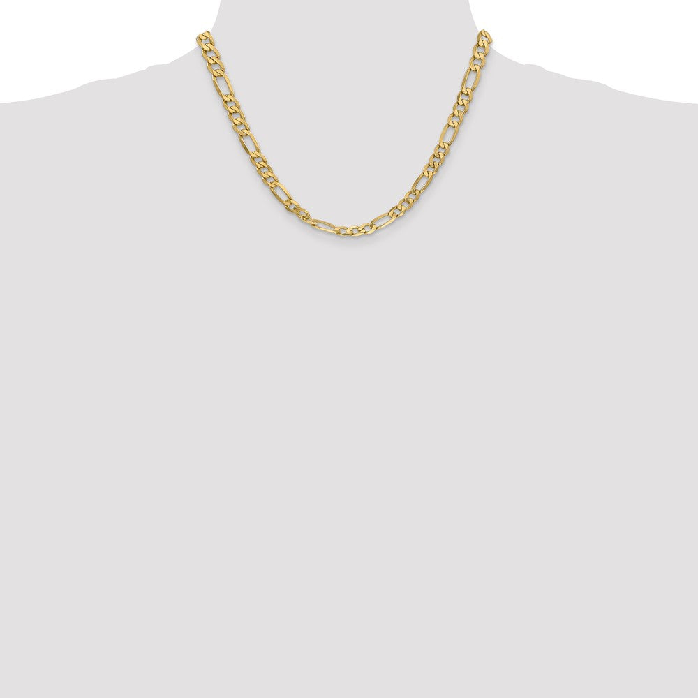 10K Yellow Gold 6.25mm Flat Figaro Chain Necklace