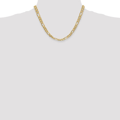 10K Yellow Gold 6.25mm Flat Figaro Chain Necklace