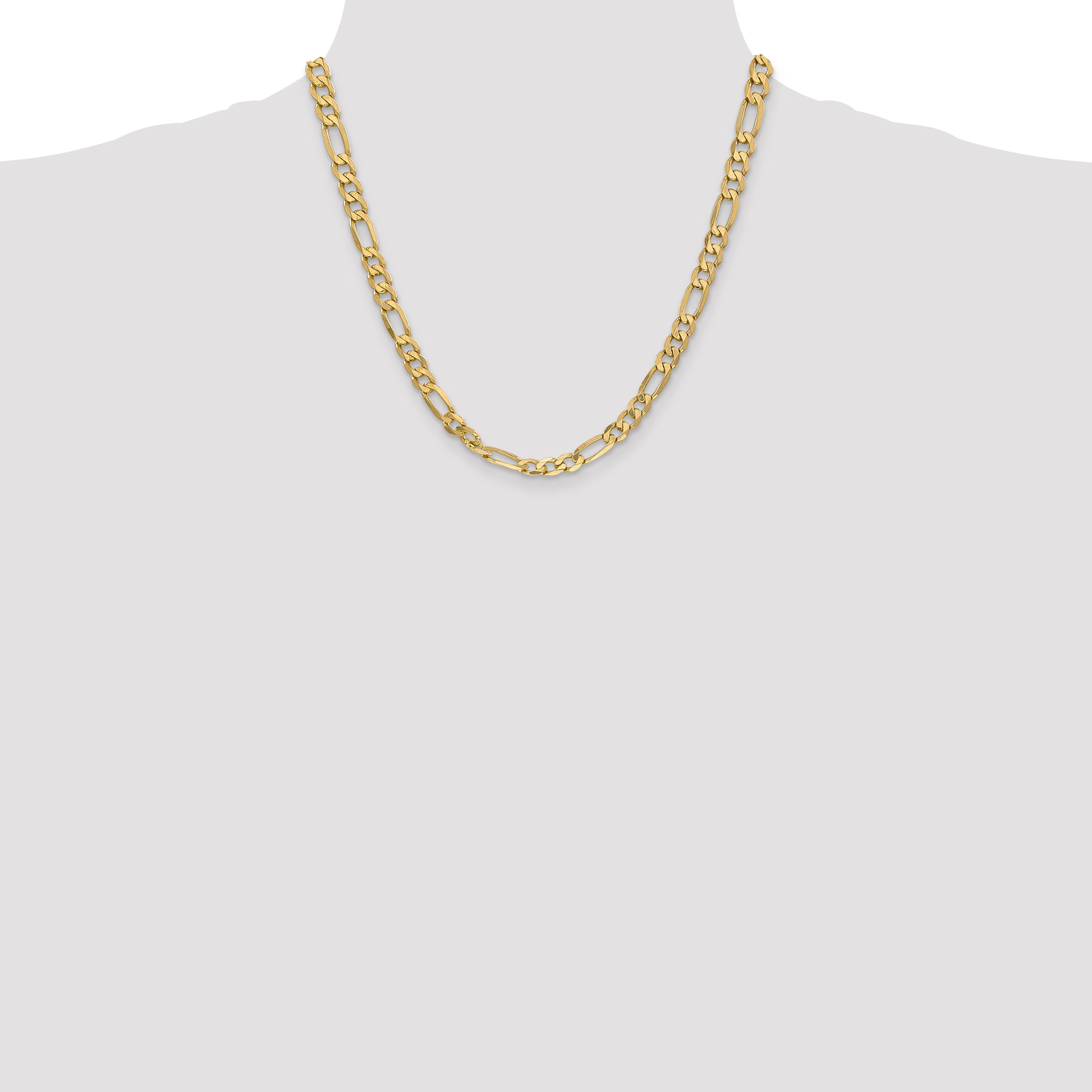 10K Yellow Gold 10K 6.25mm Flat Figaro Chain