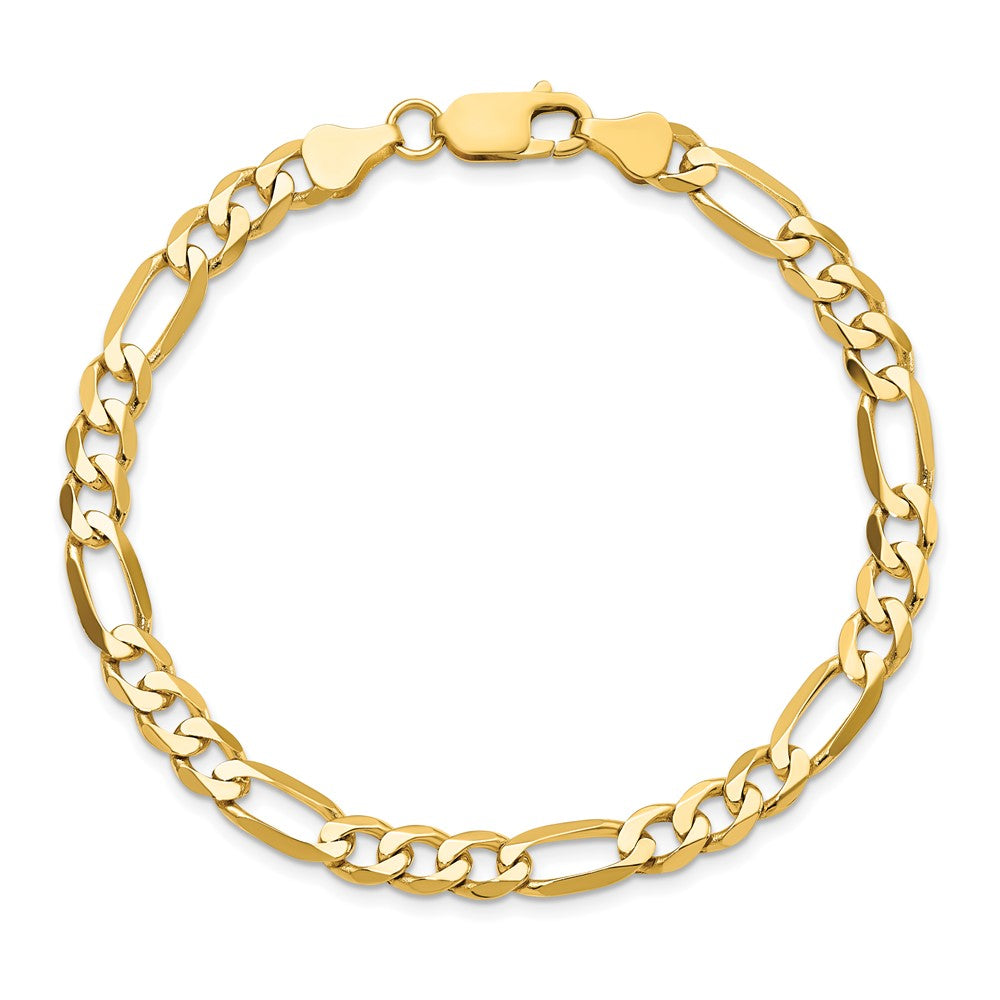 10K Yellow Gold 6.25mm Flat Figaro Chain Bracelet