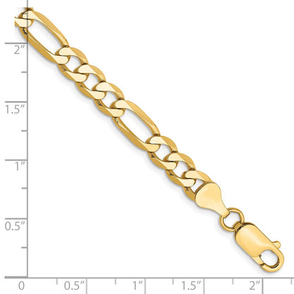 10K Yellow Gold 6.25mm Flat Figaro Chain Bracelet