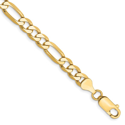 10K Yellow Gold 6.25mm Flat Figaro Chain Bracelet