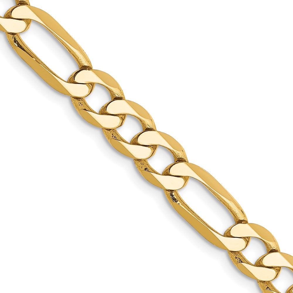 10K Yellow Gold 6.25mm Flat Figaro Chain Necklace