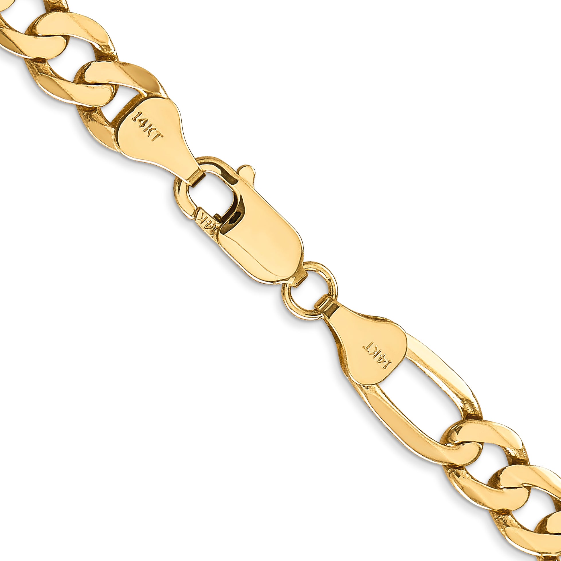10K Yellow Gold 10K 7mm Flat Figaro Chain