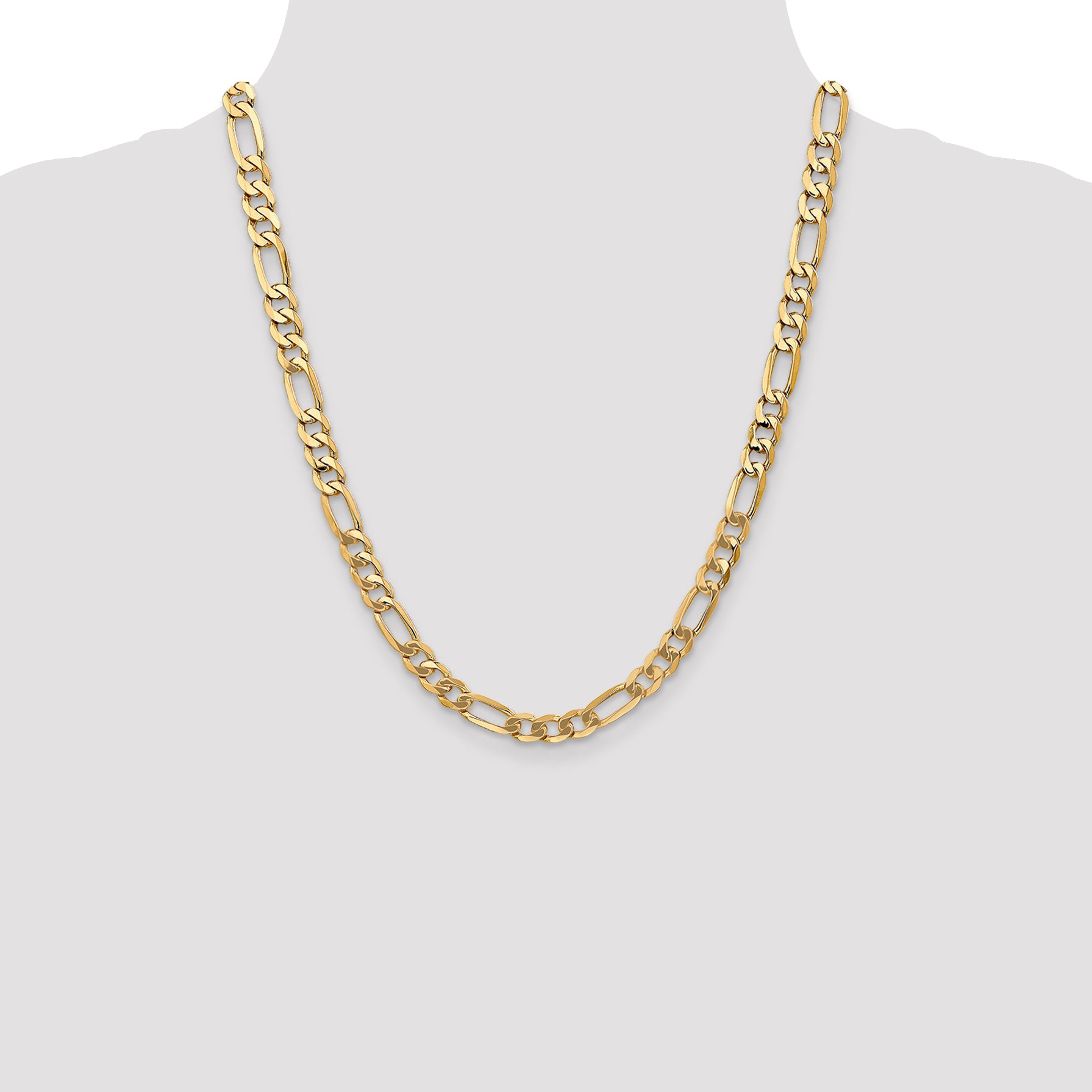10K Yellow Gold 10K 7mm Flat Figaro Chain