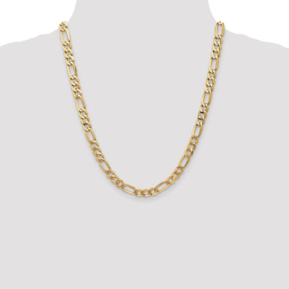 10K Yellow Gold 10K 7mm Flat Figaro Chain
