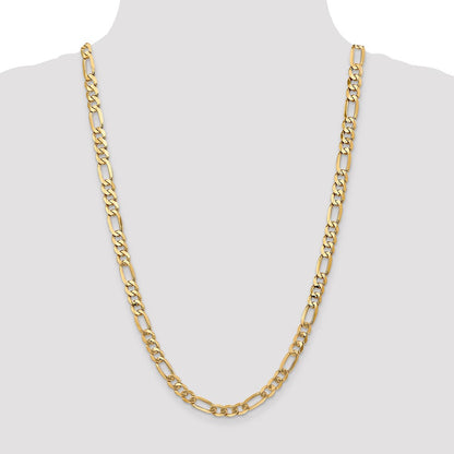 26 Inch 10K Yellow Gold 10K 7mm Flat Figaro Chain Necklace