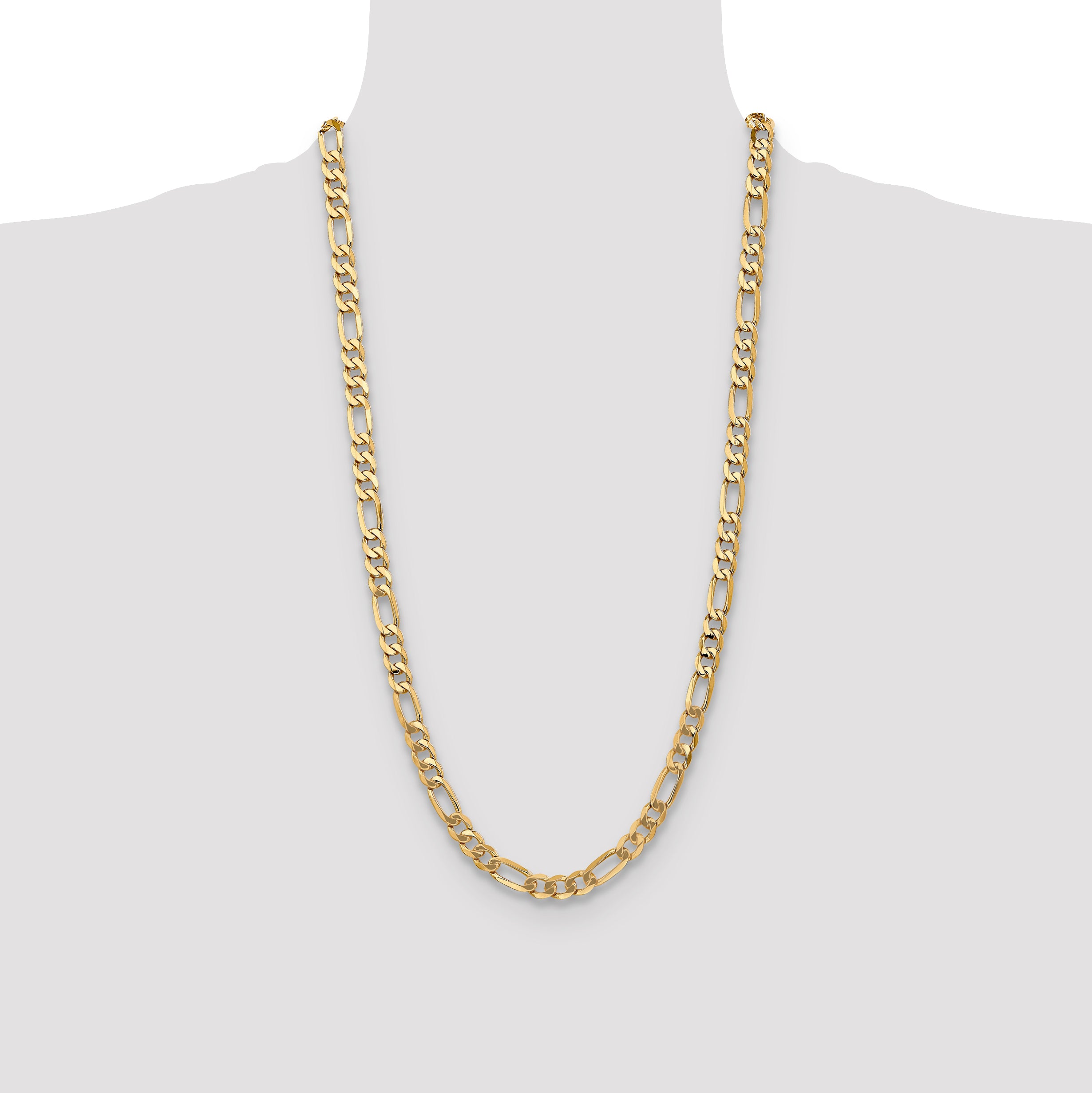 10K Yellow Gold 10K 7mm Flat Figaro Chain