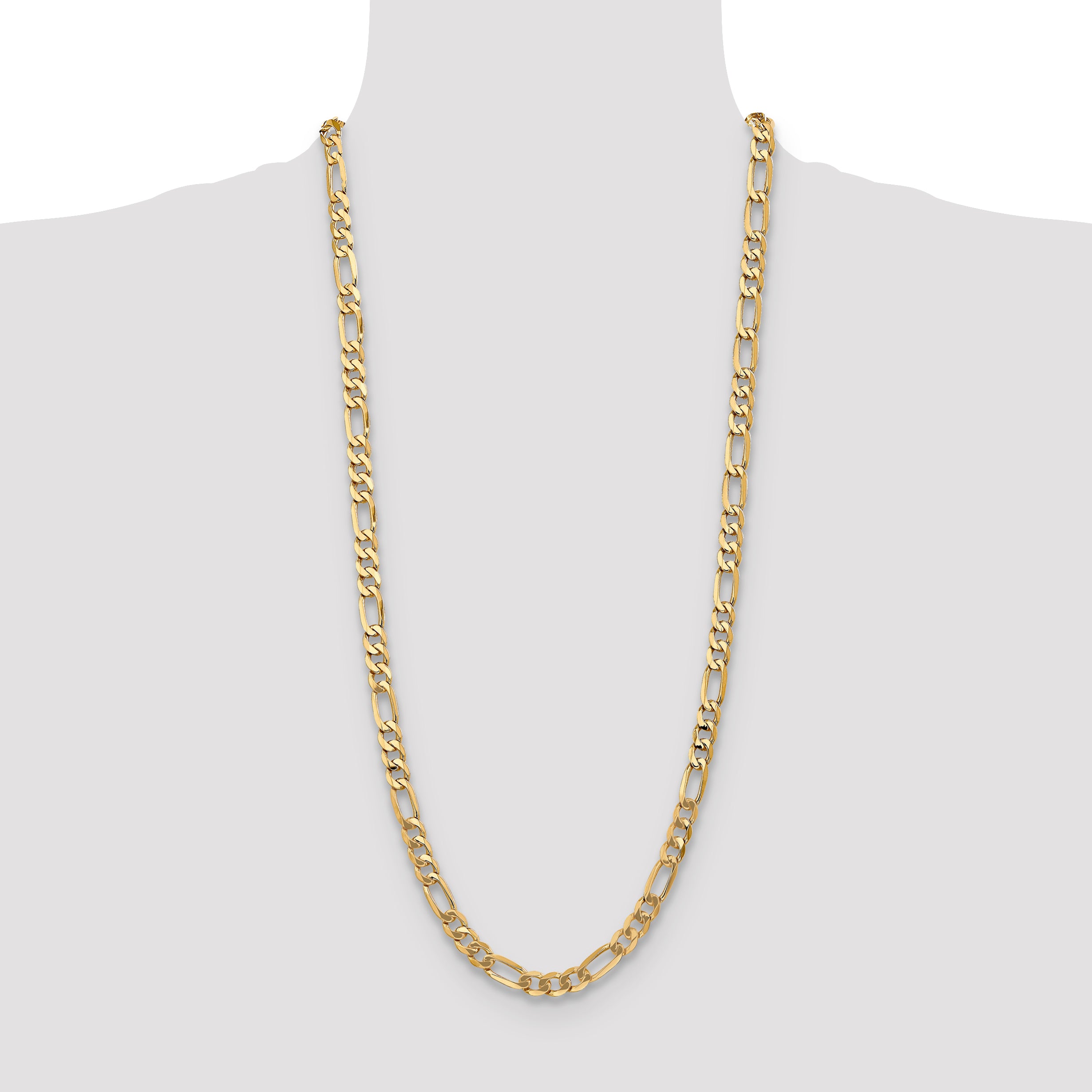 10K Yellow Gold 10K 7mm Flat Figaro Chain