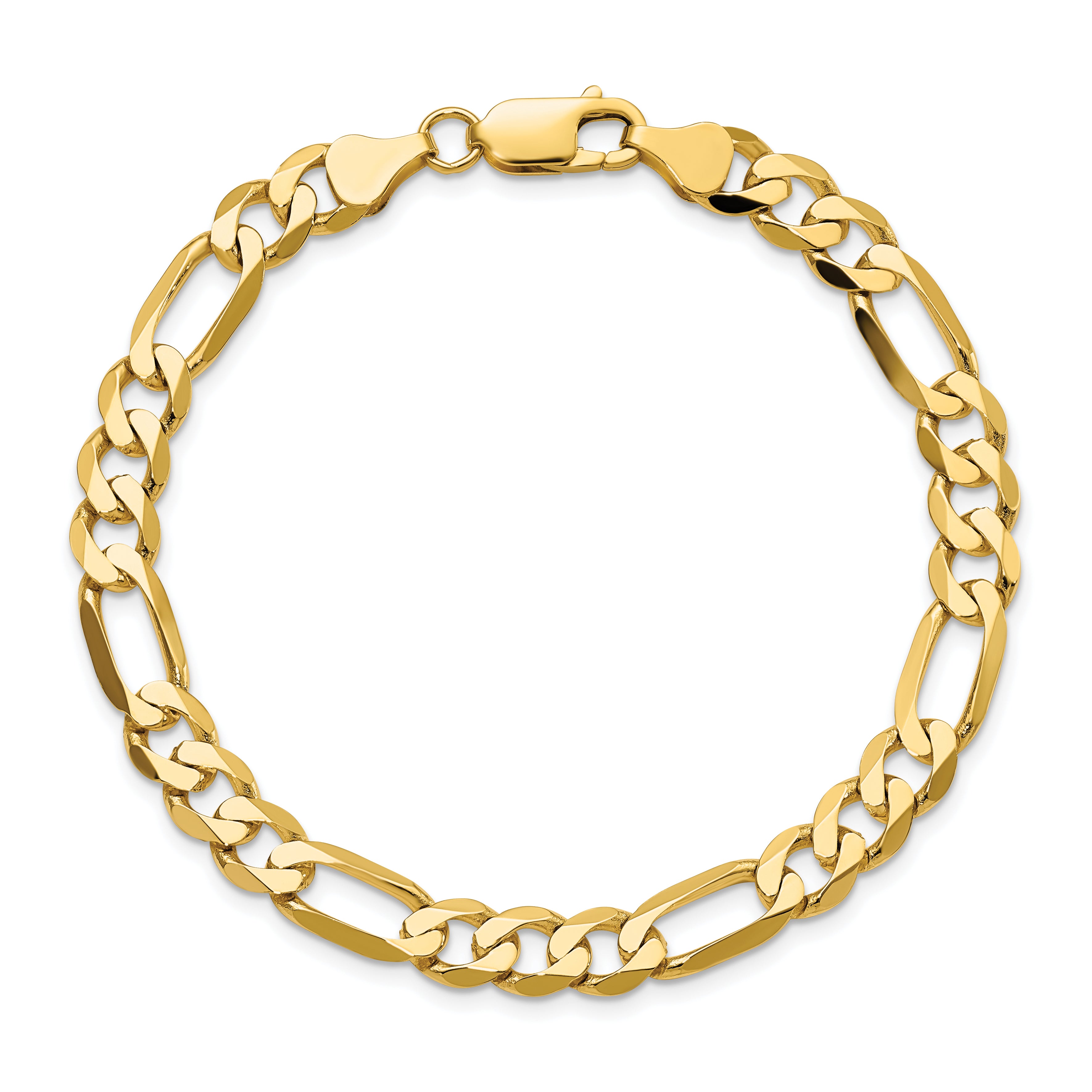 10K Yellow Gold 10K 7mm Flat Figaro Chain