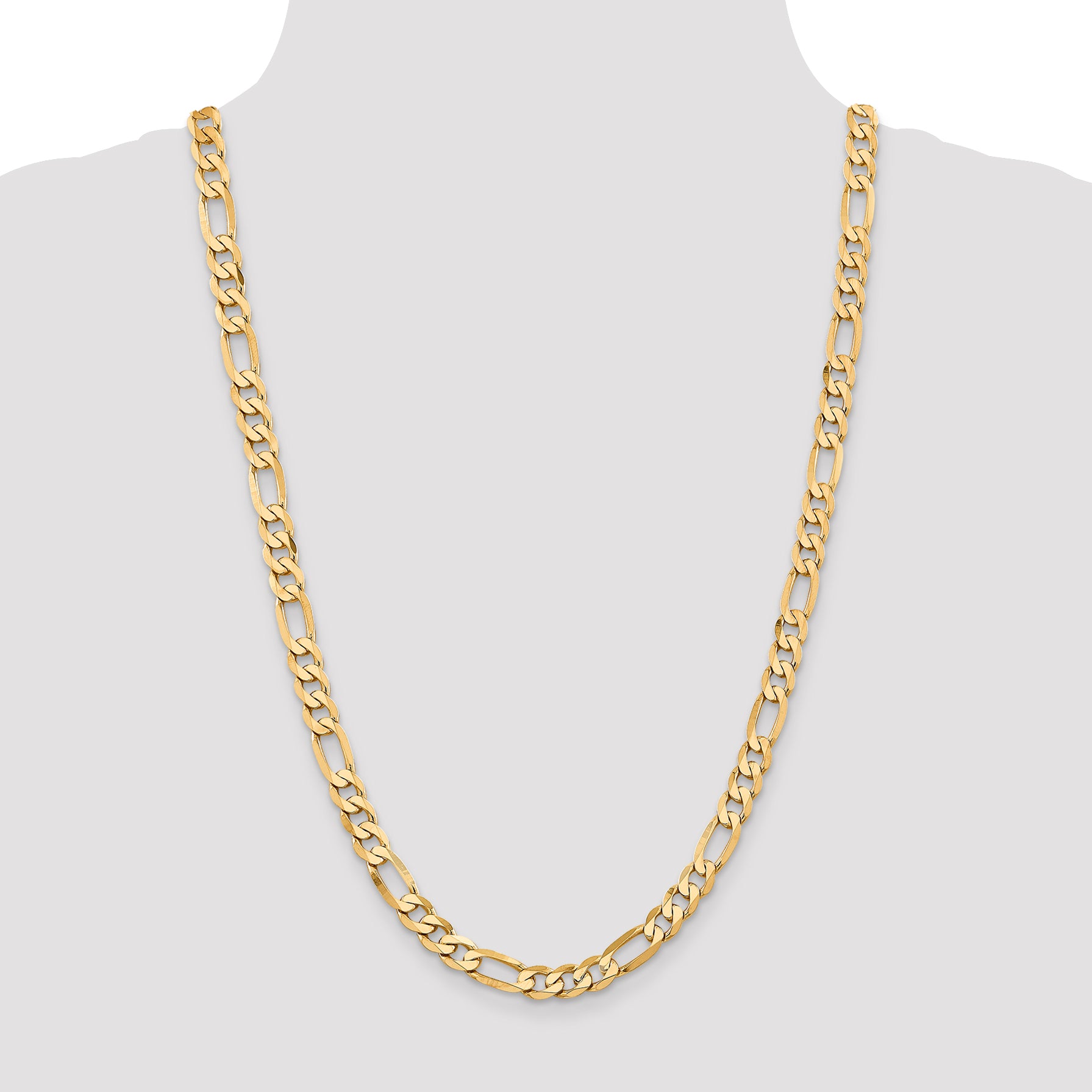 10K Yellow Gold 10K 7.5mm Flat Figaro Chain
