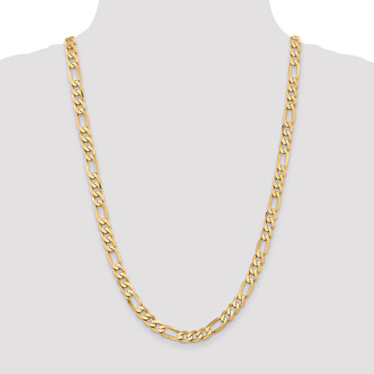 10K Yellow Gold 10K 7.5mm Flat Figaro Chain