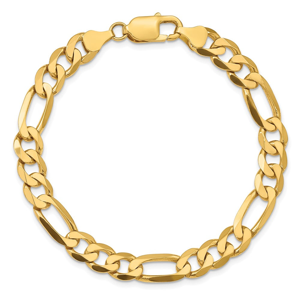 10K Yellow Gold 7.5mm Flat Figaro Chain Bracelet