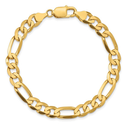 10K Yellow Gold 7.5mm Flat Figaro Chain Bracelet
