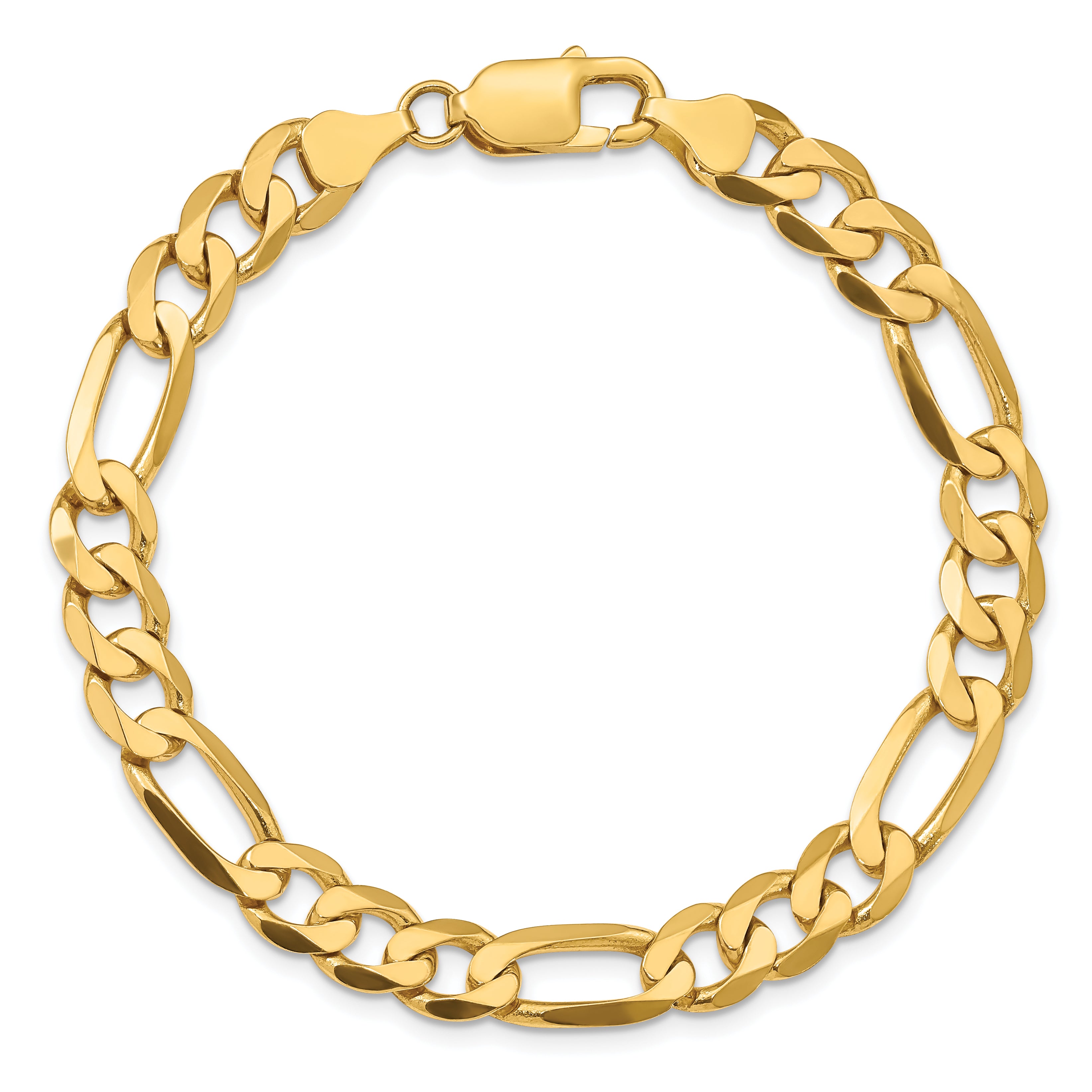10K Yellow Gold 10K 7.5mm Flat Figaro Chain