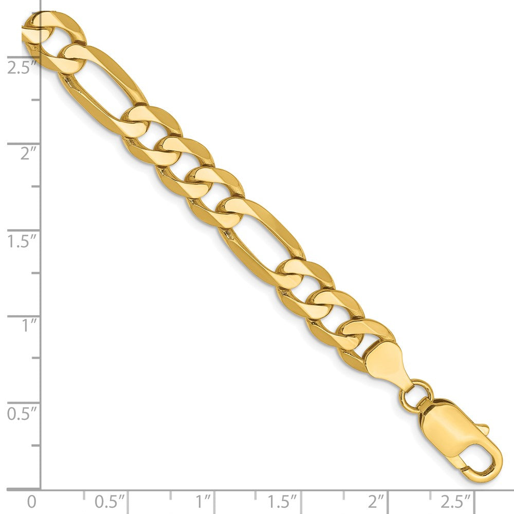 10K Yellow Gold 7.5mm Flat Figaro Chain Bracelet