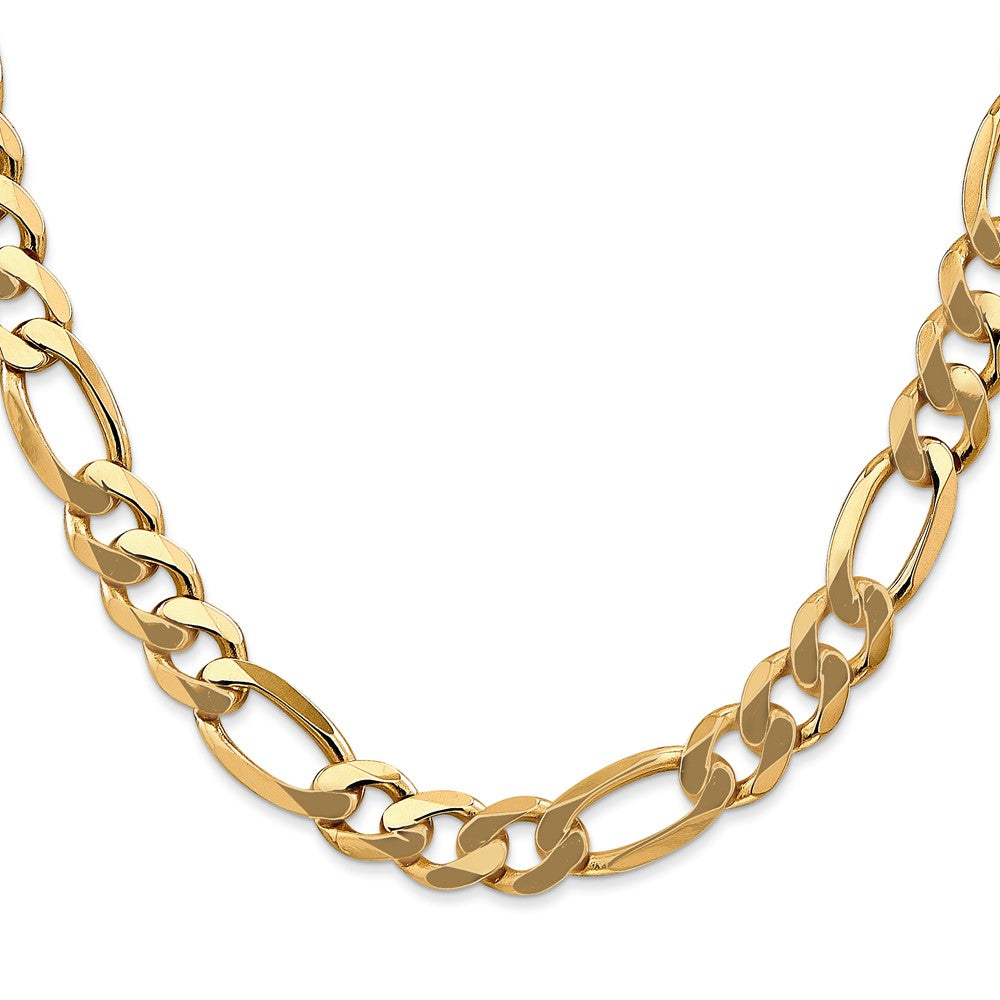 10K Yellow Gold 8.75mm Flat Figaro Chain Necklace