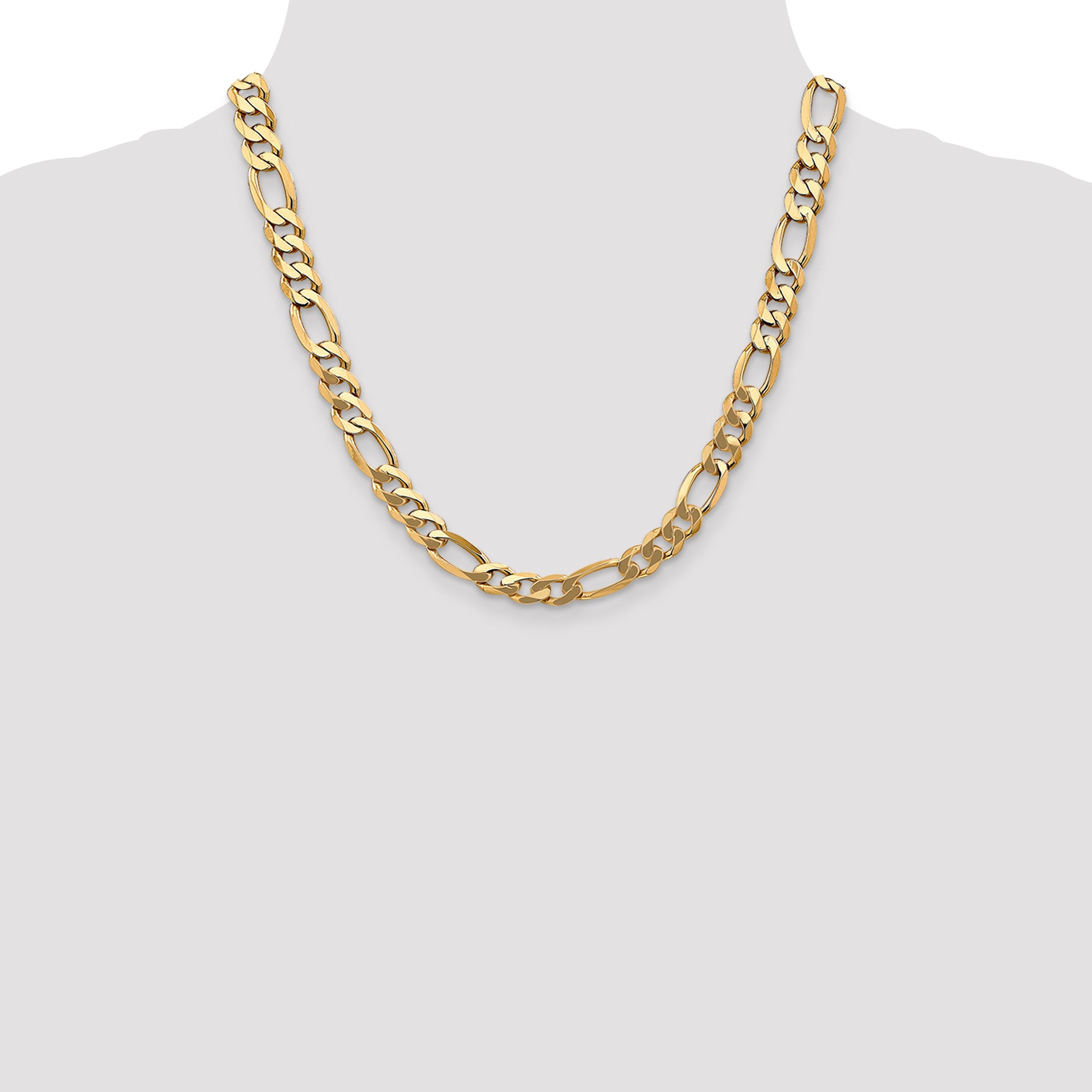 10K Yellow Gold 10K 8.75mm Flat Figaro Chain