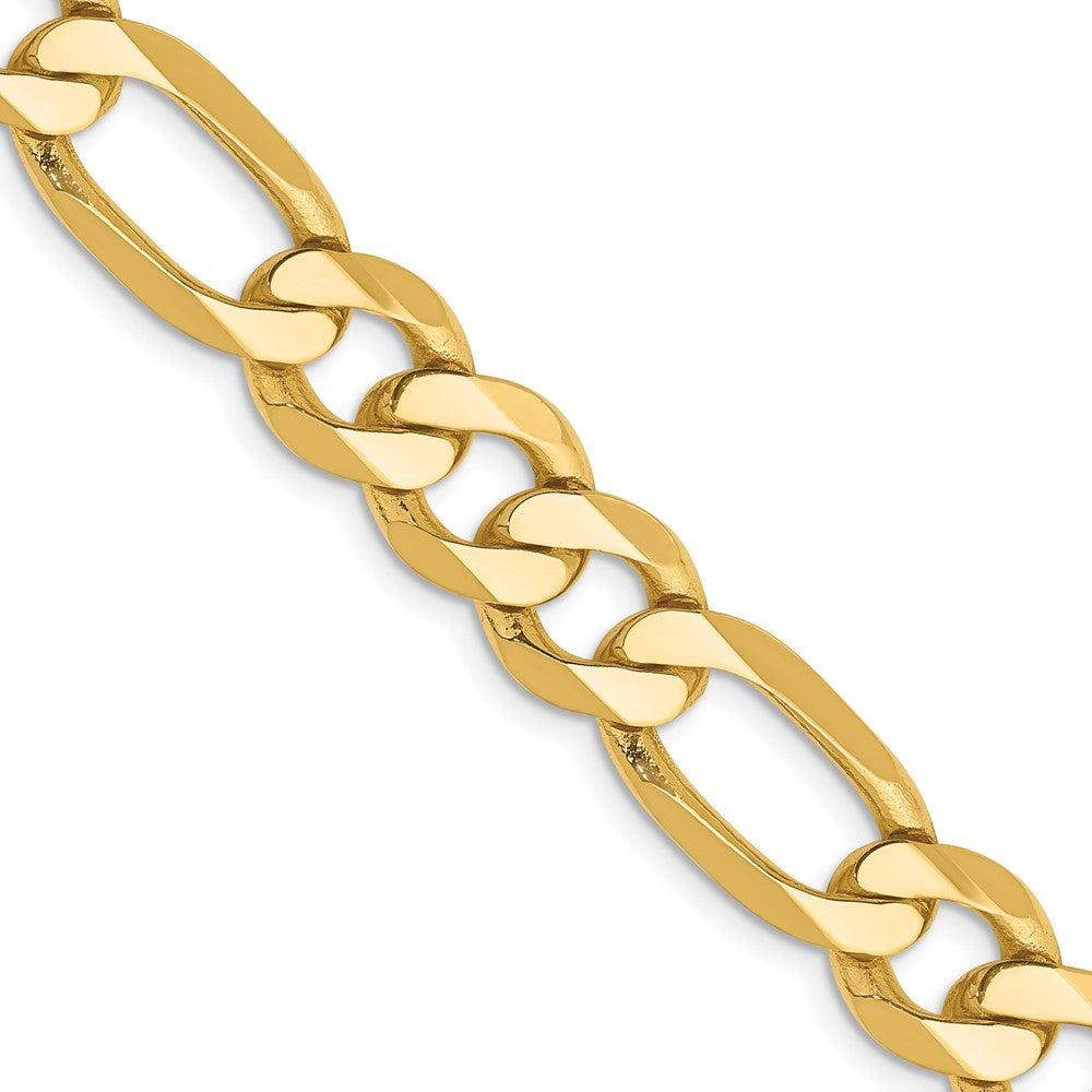 10K Yellow Gold 8.75mm Flat Figaro Chain Necklace