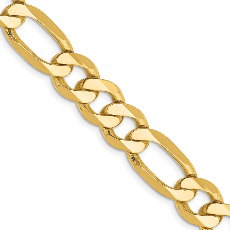 10K Yellow Gold 8.75mm Flat Figaro Chain Necklace