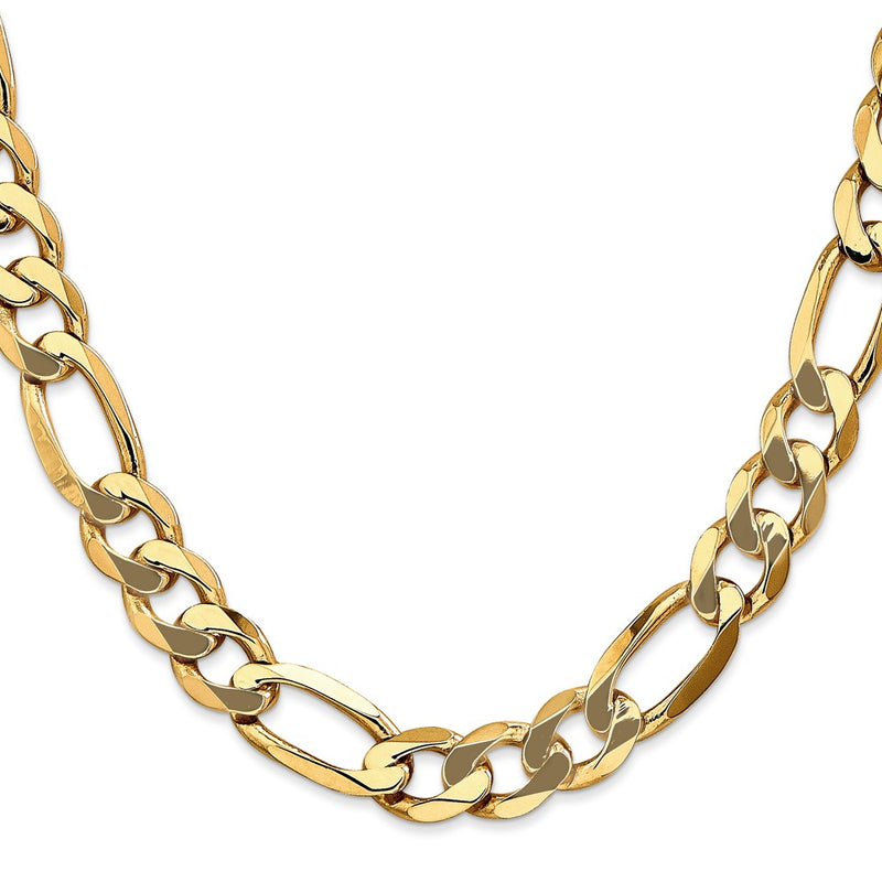 10K Yellow Gold 10mm Flat Figaro Chain Necklace