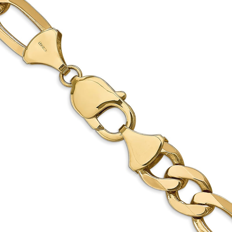 10K Yellow Gold 10mm Flat Figaro Chain Necklace