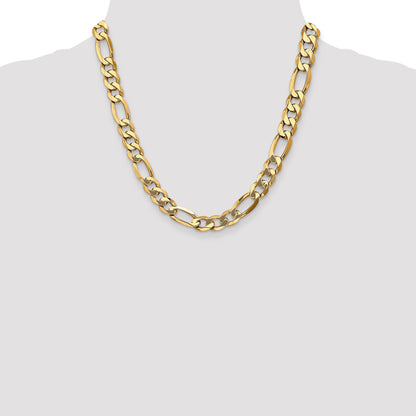 10K Yellow Gold 10K 10mm Flat Figaro Chain